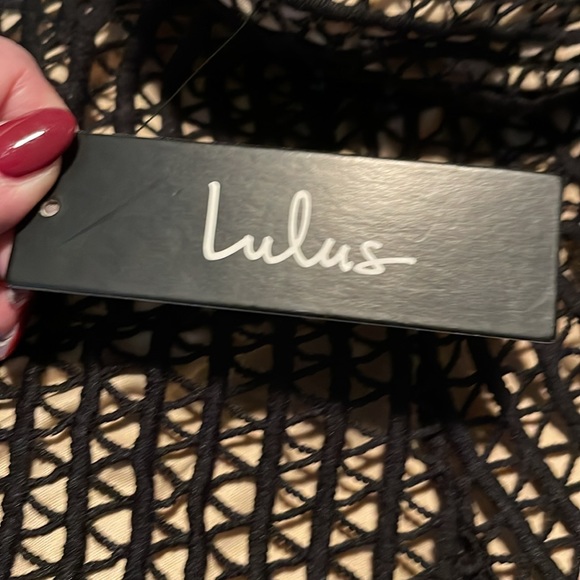 Lulus Lenaya Black Crochet Lace Midi Dress NWT Sz L - Picture 4 of 6